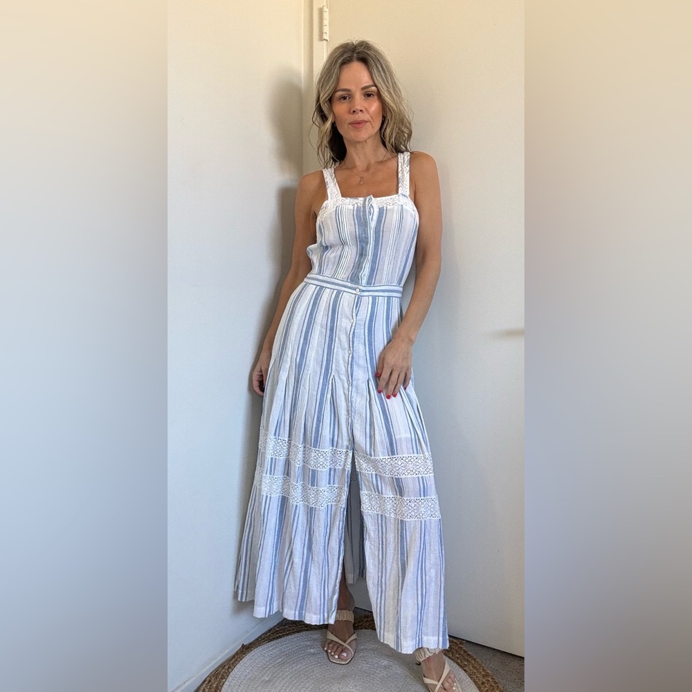 LoveShackFancy Blue and White Striped Linen maxi dress